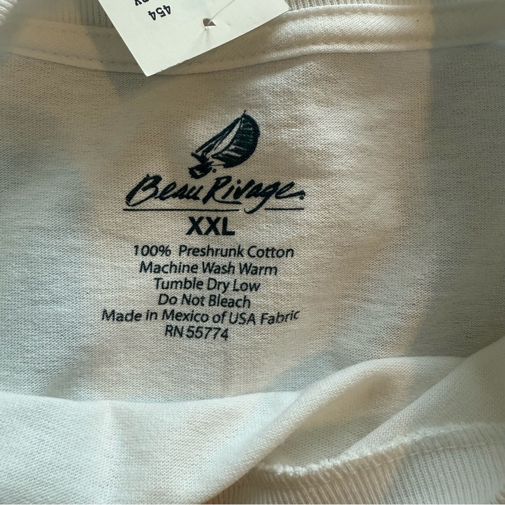 Beau Rivage cotton Long Sleeve white shirt 2XL - Picture 6 of 6